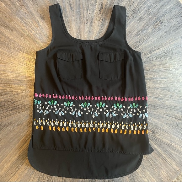 Leifnotes Anthropology Beaded Black Sleeveless Top. Small.‎ Summer top. - Picture 1 of 9